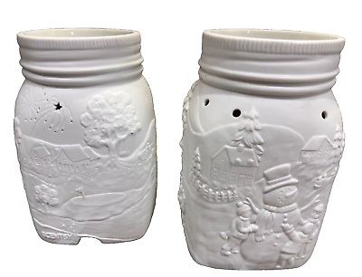#ad Scentsy Lot Warmer White Celebrate Christmas Let It Snow Mason Jar Wax Warmer 7” $29.99