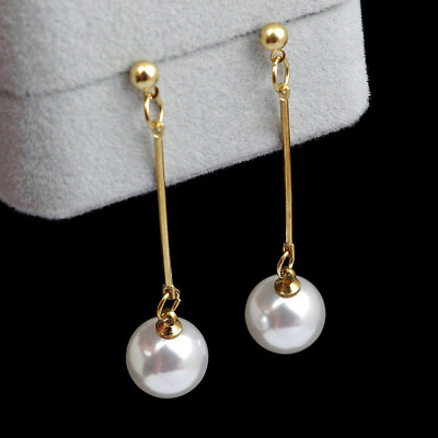 2022 Charm KC Gold Pearl Long Earrings Ear Stud Drop Dangle Women Jewelry Gifts C $1.05